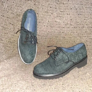 UNITY IN DIVERSITY-Black Hairy Suede-Silver Grommet Eyelets-Oxfords-Sz 37-NM